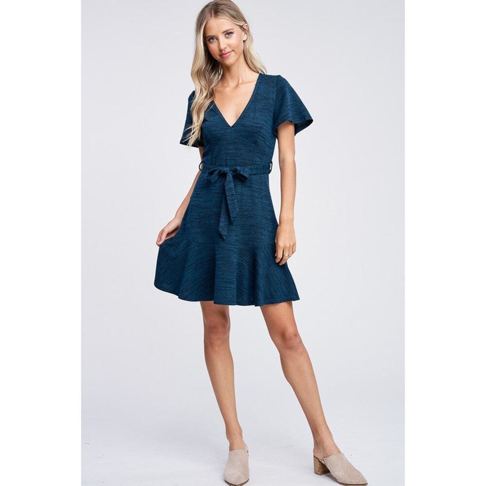 Iris Ruffle Dress- Rust,Teal - Picture 9 of 9